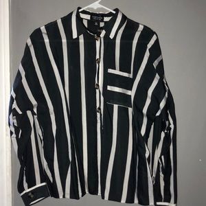 Topshop Black and White Striped Blouse